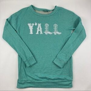 Sweet Claire Tshirt Womens Green Y'all Long Sleeve